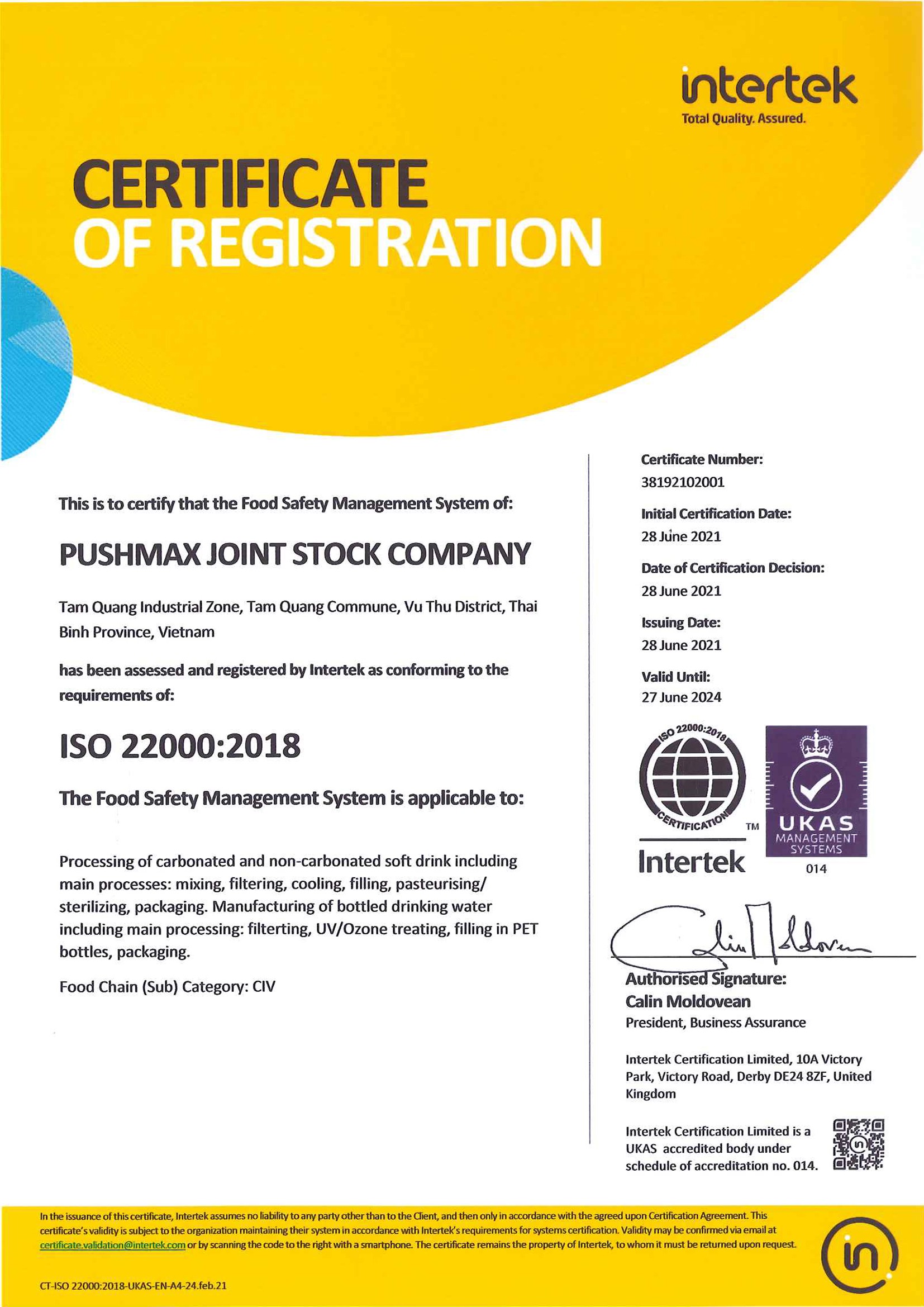 ISO 22000 : 2018}